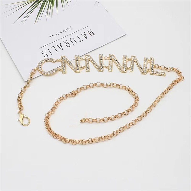

Fashion Designer Chain Belt For Women Casual Dress Accessories Ladies Luxury Waist Belts Brand Link Letter Chains Womens Gold Waistband, Free