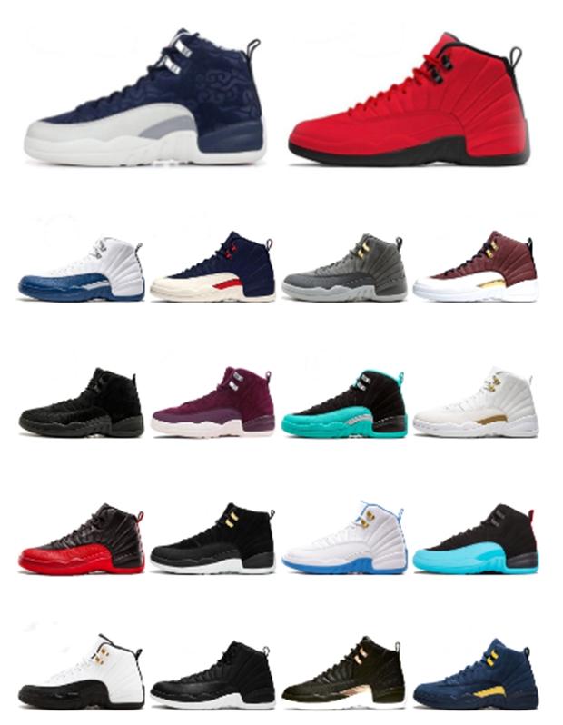 

2020 New arrival mens basketball shoes J12s concord stone Blue University Gold Satin Retro Bulls Sneakers Trainers size 36-46