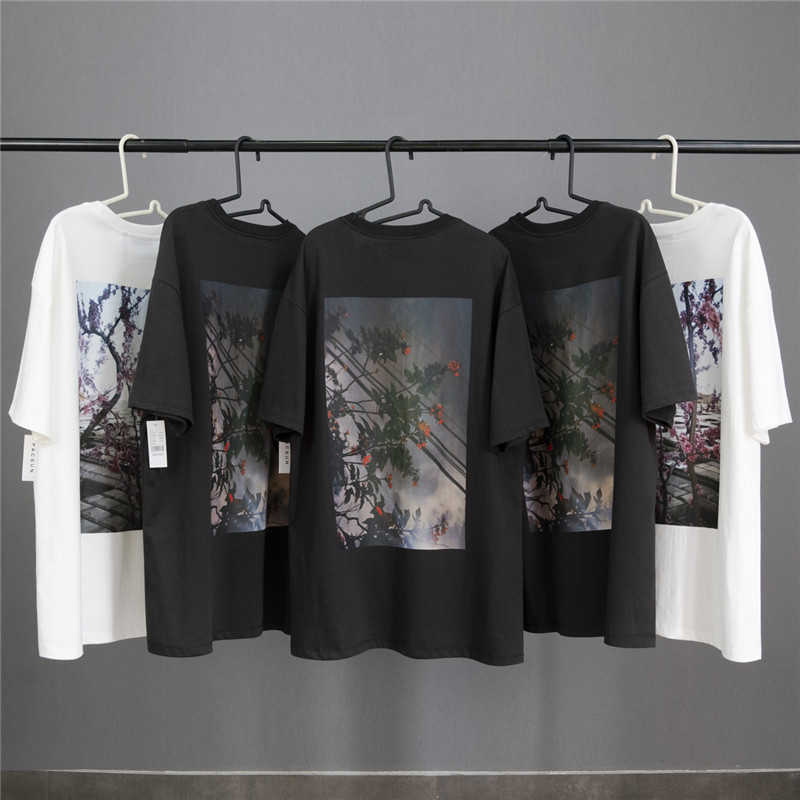 

High street fog flower po short sleeve t-shirt men's Fear of God essentials double line OS loose tee HHJ, White