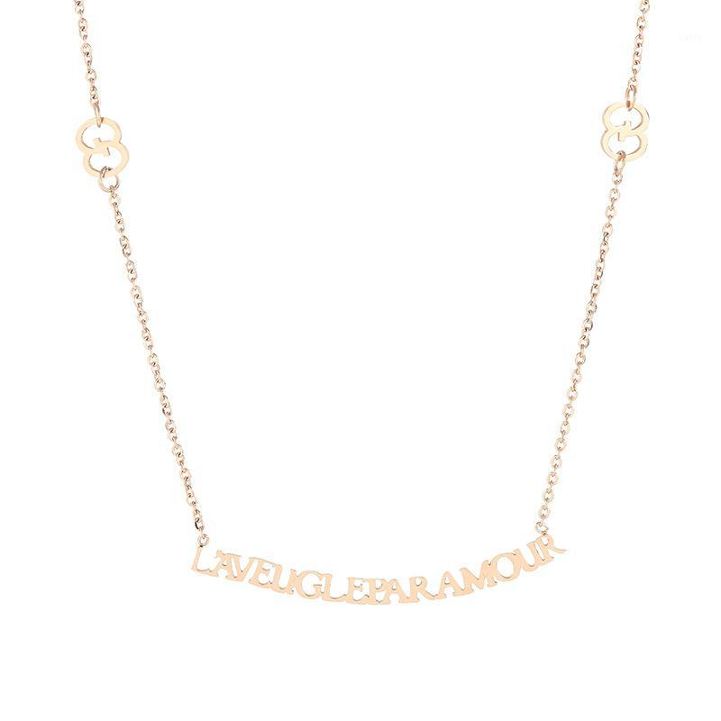 

Romantic Necklace For Women Jewelry Titanium Steel Smile Letters L Aveugle Par Amour Pendant Necklaces Female Gift1