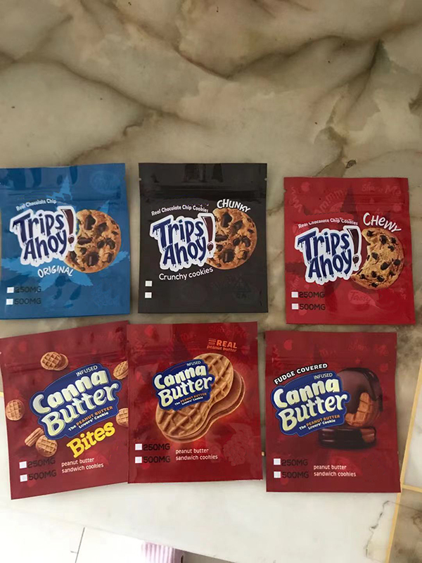 

Cereal Gummy Edibles Packaging Bag Canna Butter Trips Ahoy chocolate chip cookies medicated Crunchy cookie