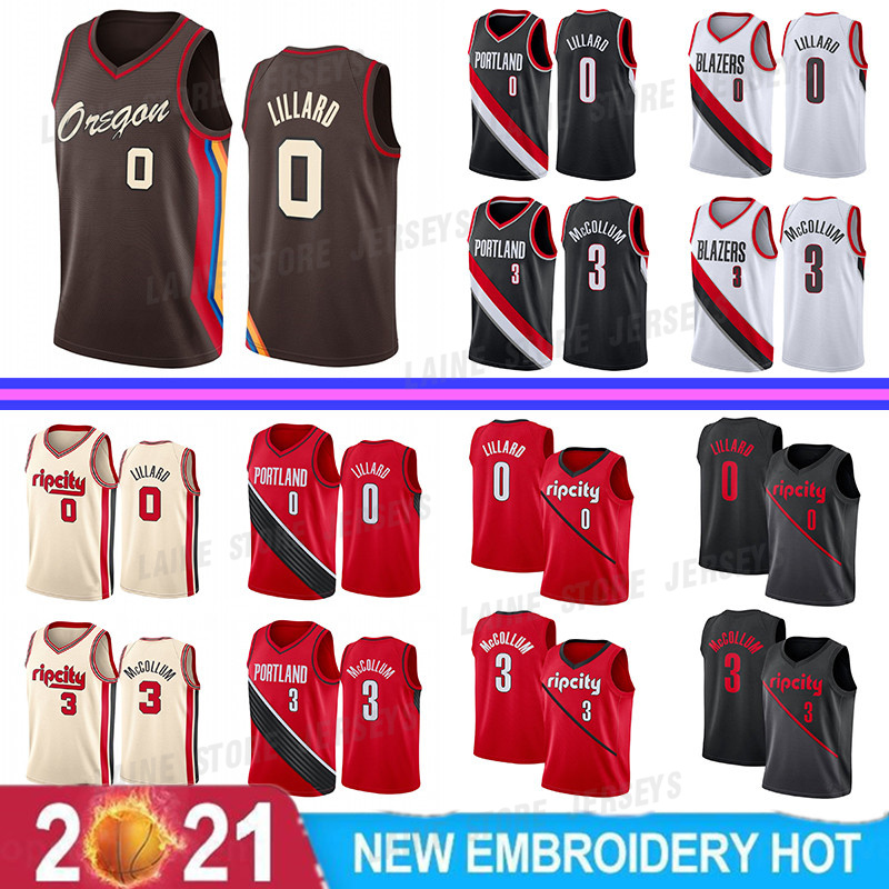 

Damian 0 Lillard CJ 3 McCollum Basketball Jersey Retro Clyde 22 Drexler Red White Black Grey Vintage Jerseys, Brown mens