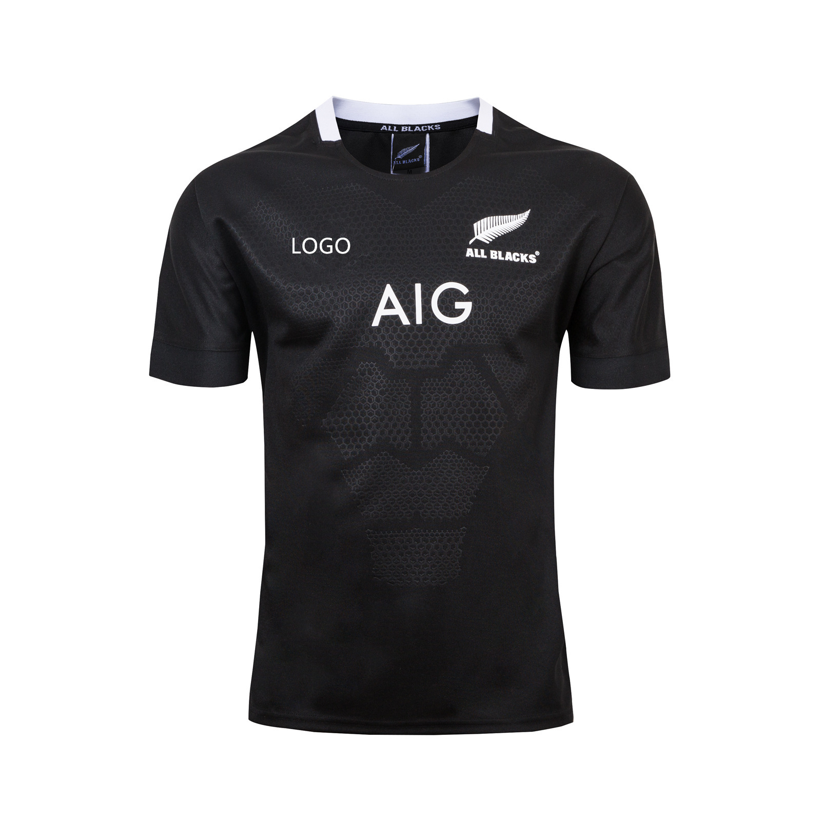 

19-20 all black rugby s-3xl away Rugby Jersey, Black;gray
