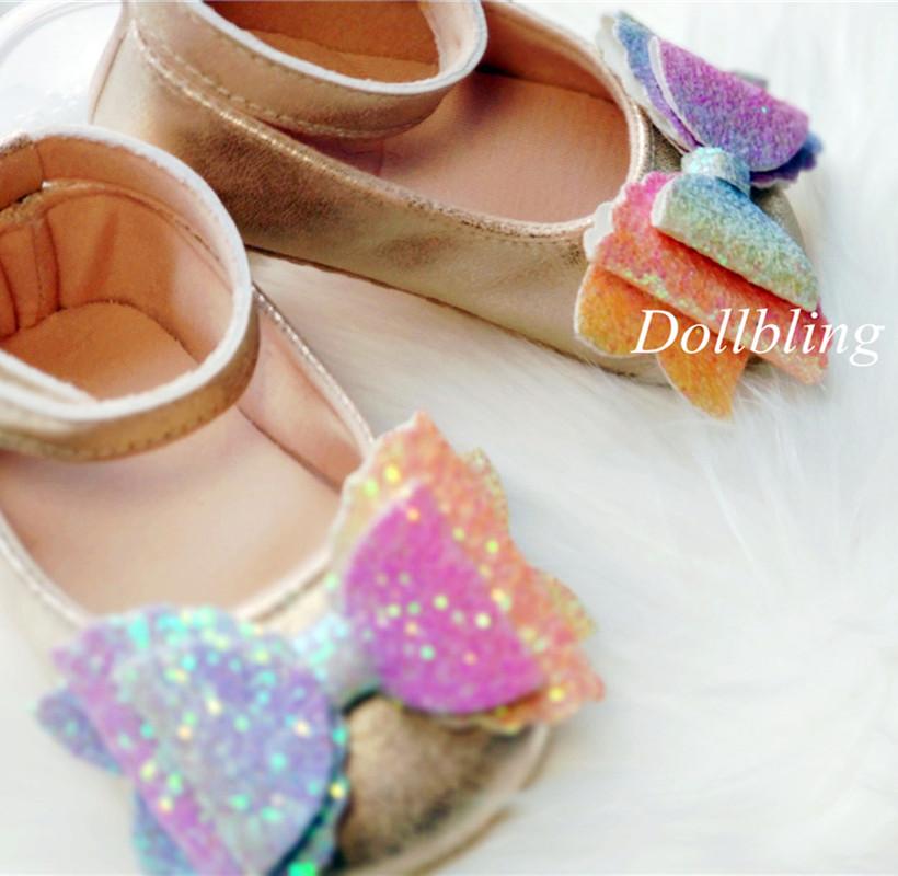 

First Walkers High-end Custom Baby Crystal Shoes Full Moon Princess Dress Dream Color Sequins Glitter Bow