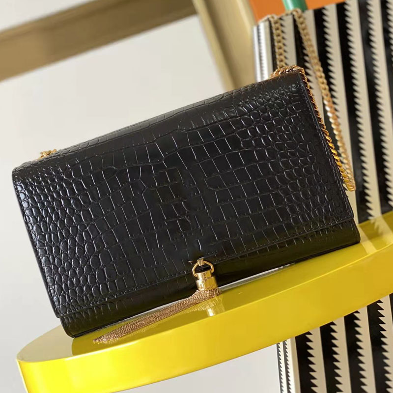 

Bestselling female Designer shoulder bag Alligator Crossbody Handbags Plain Thread Sequined Letter Hasp Flap Casual Pocket Luxurys Chain owhide Handbag MM Black, Golden hardware-plain pink