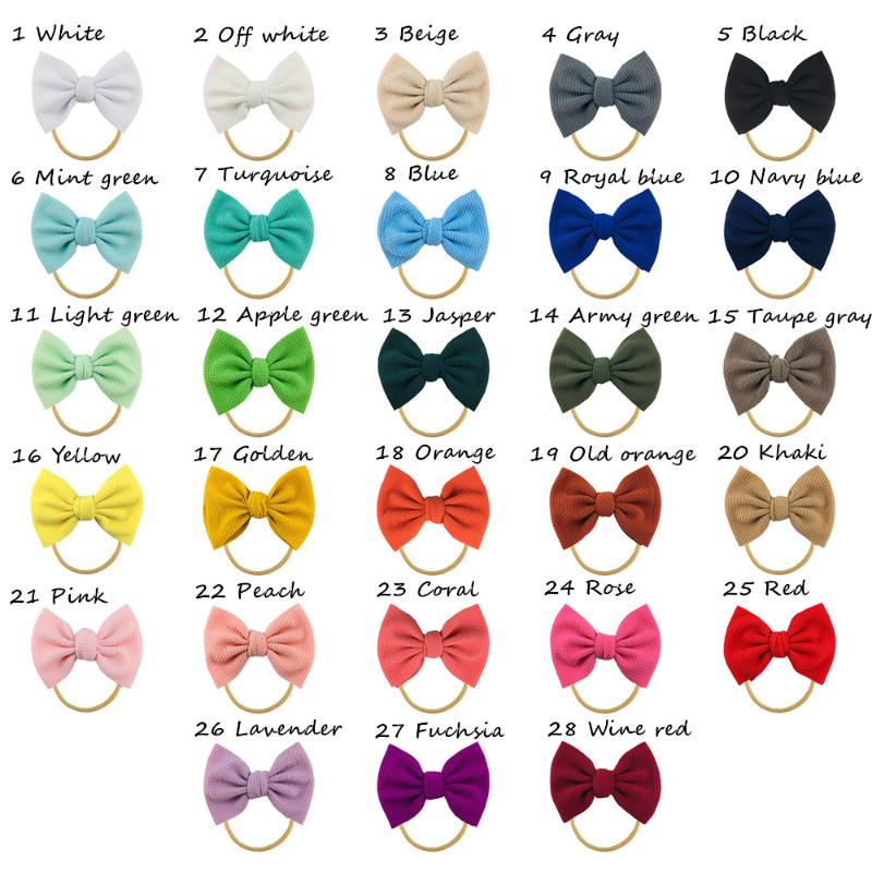 

Hair Accessories 28pc/lot Baby 5.5" Waffle Bows Nylon Headband,Kids Girls Knotbow Elastic Headbands Kids Hairpins, With clip