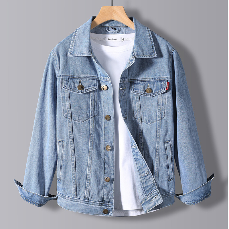

men's jackets autumn men cowboy loose fits denim jacket button retro slim street wear motorcycle casual jeans 1jcl, Black;brown