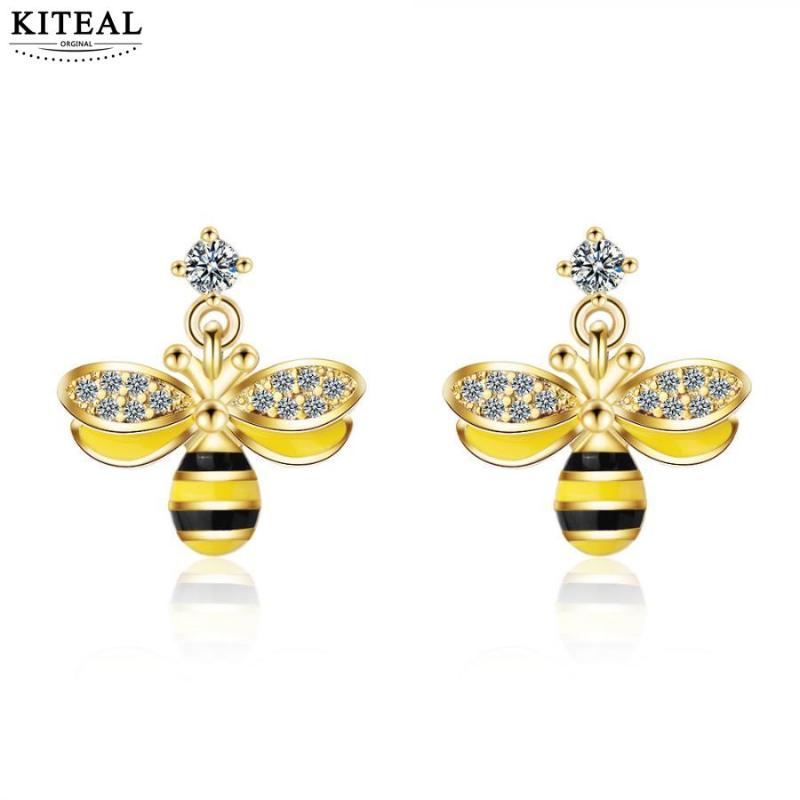 Stud KITEAL 925 Gift Party Jewelry For Women Silver Color Earing Girl Bee Earring Wedding-image-706428837