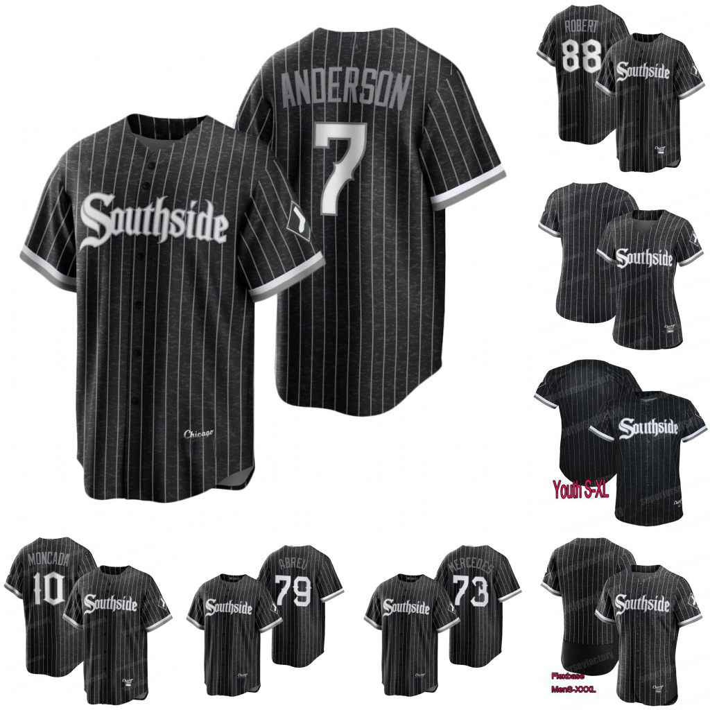 

Southside White Sox 2021 City Connect Tim Anderson Chicago Jersey Yoan Moncada Luis Robert Yermin Mercedes Jose Abreu Luis Robert Andrew Vau, Blue;black