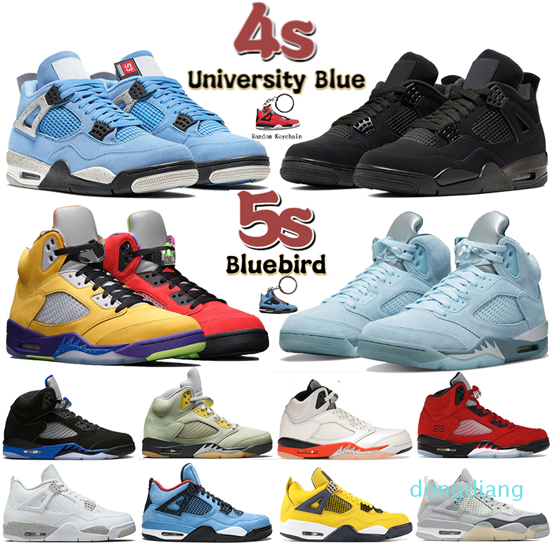 

Newest 4 4s 5 5s Men Basketball Shoes University blue white oreo Bluebird Black cat what the Racer Blue Shattered Backboard shimmer mens wom, 32 oreo