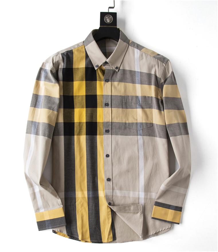 

2022 Luxury Designer's Year of Business Casual Shirt Long Sleeve Stripe Slim for Social Men T-Shirt Fashion Plaid @35, Customize