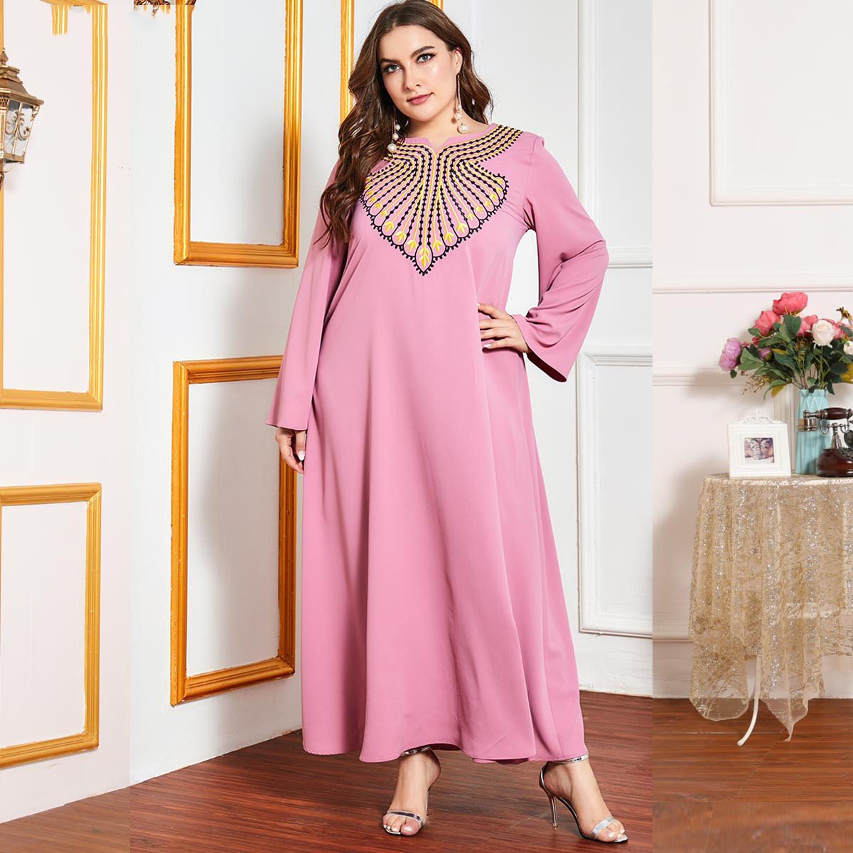 

Elegant Turkey Muslim Abaya Dress Women Summer Moroccan Kaftan Maxi Hijab Vestidos Islamic Clothing Ramadan Musulman Ropa Boho
