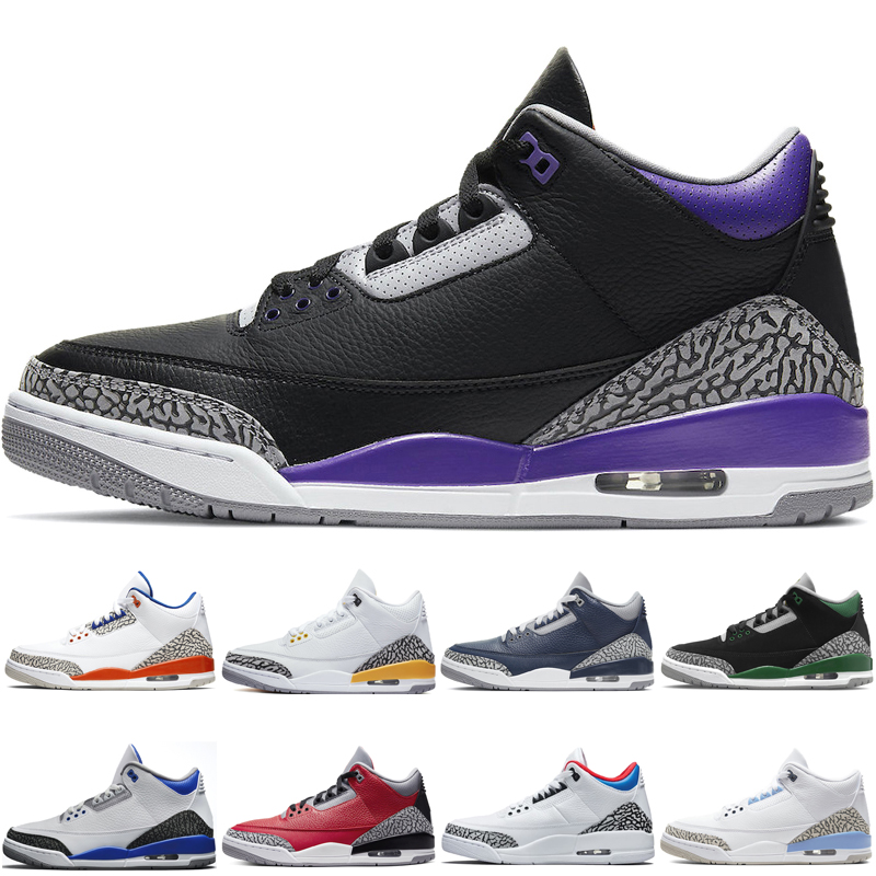 

new men 3s basketball shoes Pine Green Racer Blue Cool Grey Court Purple Fragment Knicks Laser Orange Midnight Navy Red Cement outdoor sports sneakers