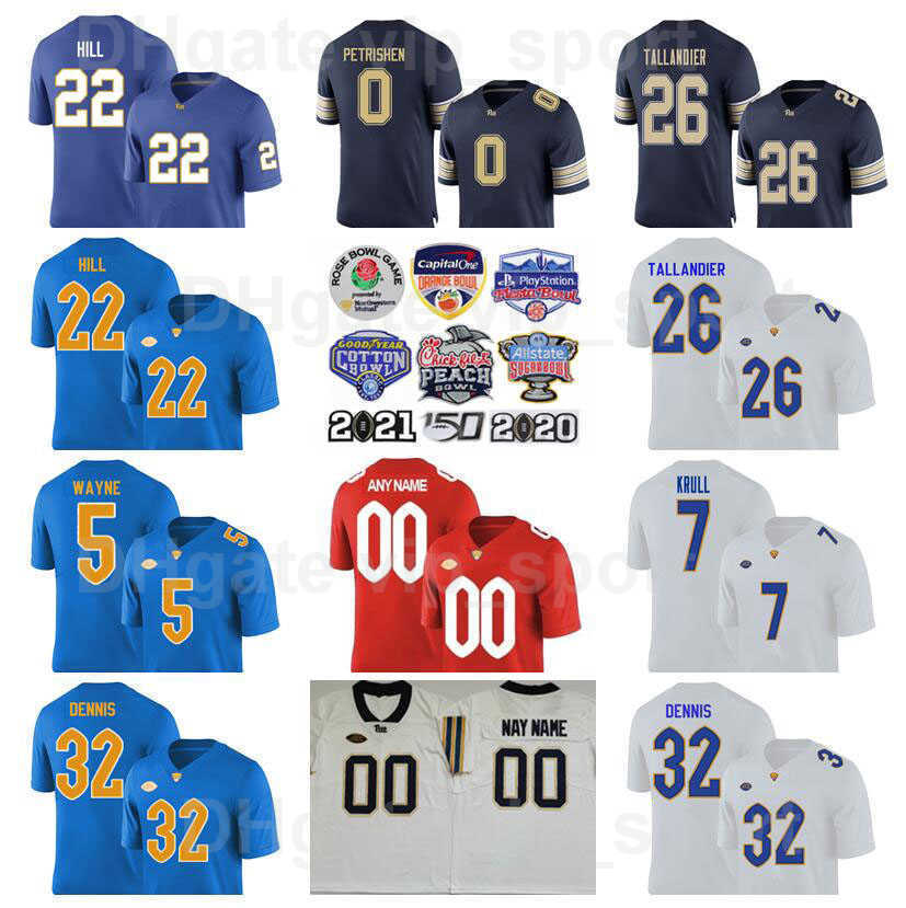 

NCAA College Pittsburgh Panthers Football 5 Jared Wayne Jersey 7 Lucas Krull 32 SirVocea Dennis 0 John Petrishen 9 Brandon Hill 26 Judson, White