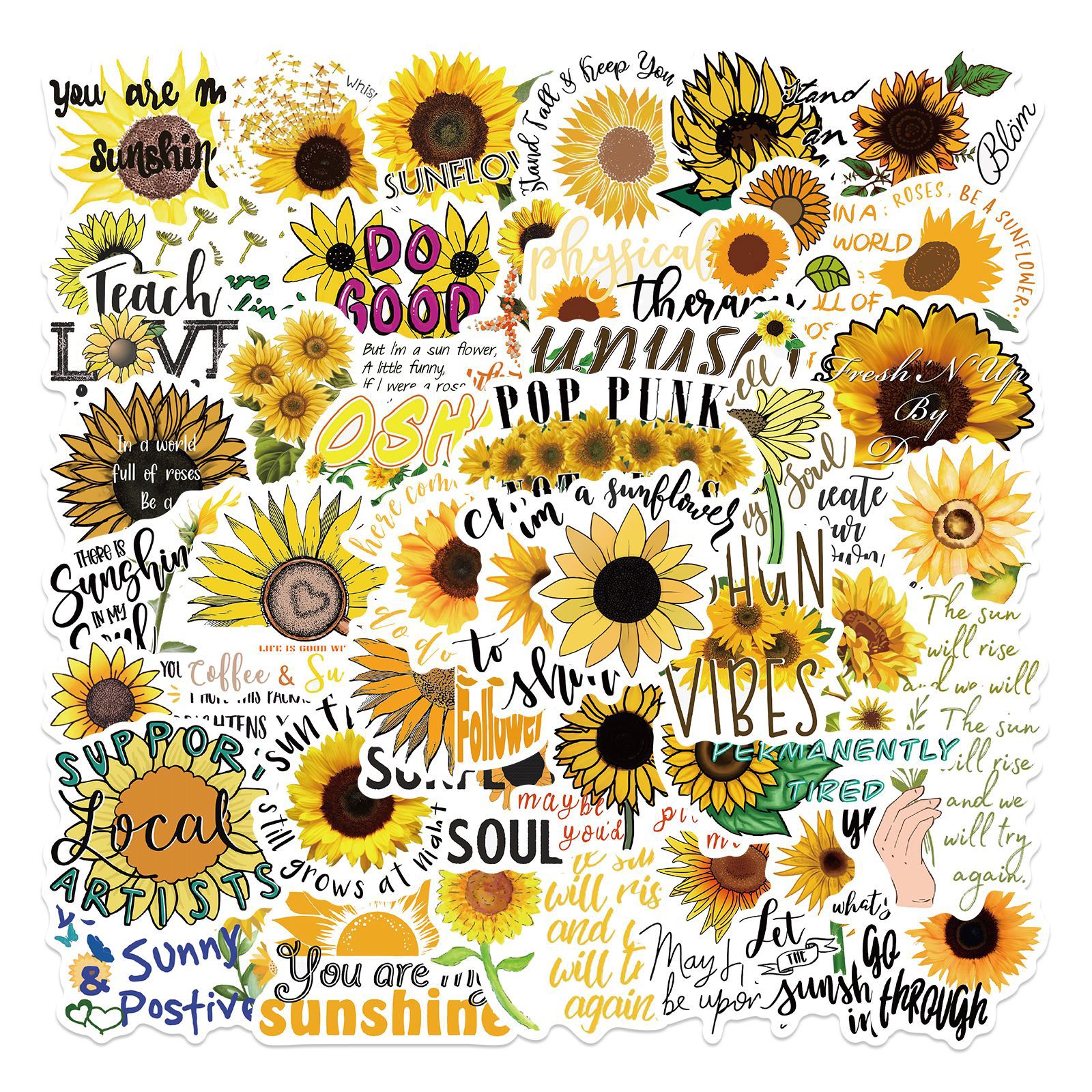 

50PCS New Sunflower Stickers for Bike Luggage Guitar Laptop Sticker Decals