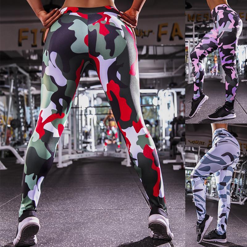 

Europe and America Style Camouflage Skinny Leggings Workout Clothing Running Pants 2020 Women Casual Fashion, Black