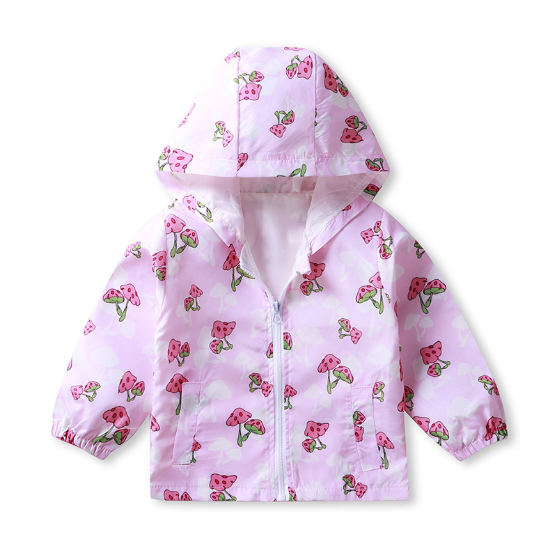 

Autumn 2021 New Baby Girls Coat Flowers Print Jacket Kids Boy Spring Outerwear For 2-7 Years old Children Clothing, Purple