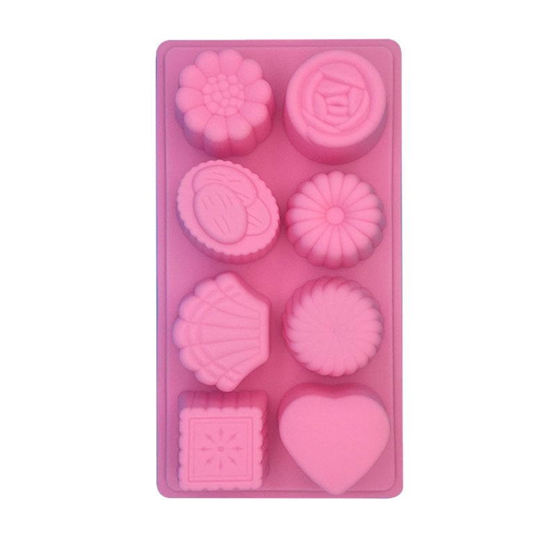 Flower Shape Multi Purpose Pink 8-Cavity Cake Mold DIY Baking Tools Reusable Kitchen Supplies 1Pcs Non-stick-image-691401691