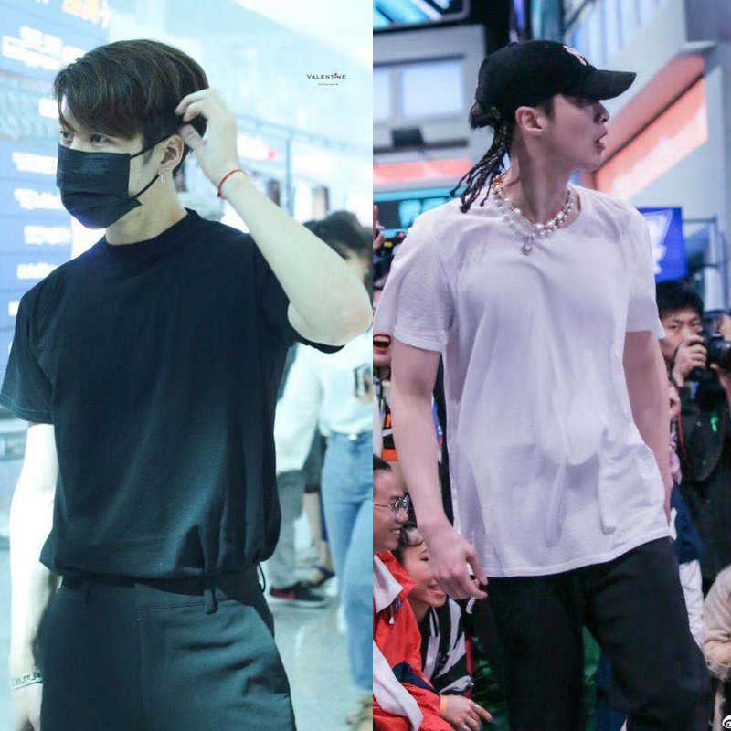 

12 Sugar Colors Collection Pure Color Spring Summer Europe Size Paris Short Sleeve Tshirt Fashion Men t Shirts Women Clothes Cotton Tee, White;black