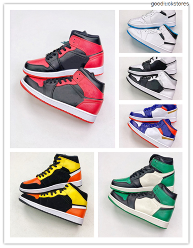 

HI OG 1s Basketball Shoes Mens& Womens Red and black toes Jogging Trainers SE Pine Green Yellow White Walking Sports Sneakers High-top