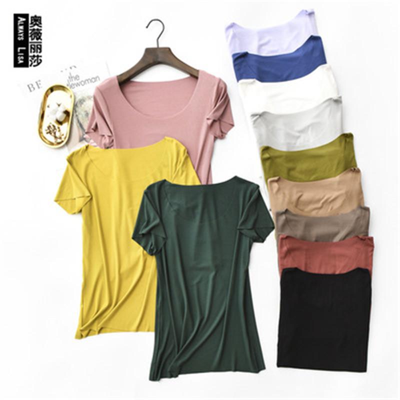 

Women's T-Shirt 2022 High Stretch Cotton Casual Slim Fit Basic Short Sleeve Women T Shirt Tops Black Under Plus Size PZ1558, White