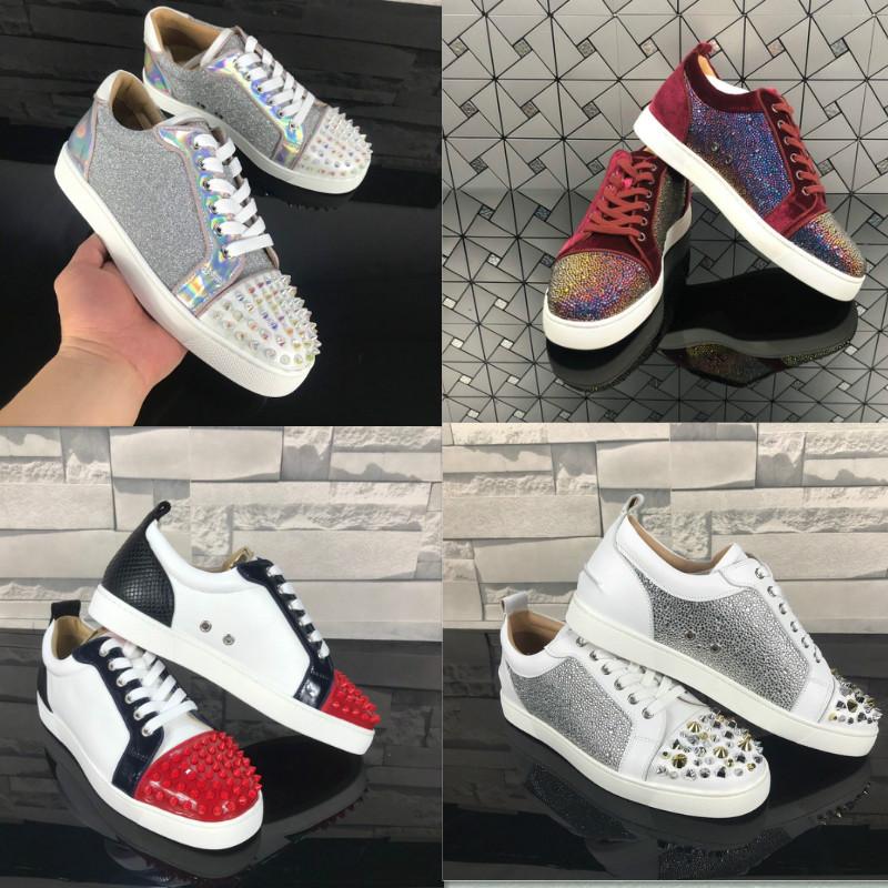 

LOUBOUTIN CHRISTIAN Wholesale Red Soles Junior Shoes Rantulow Leather Suede Orlato Sneakers Flat Women Men Red Bottom super Designs Walk LOp, Blue