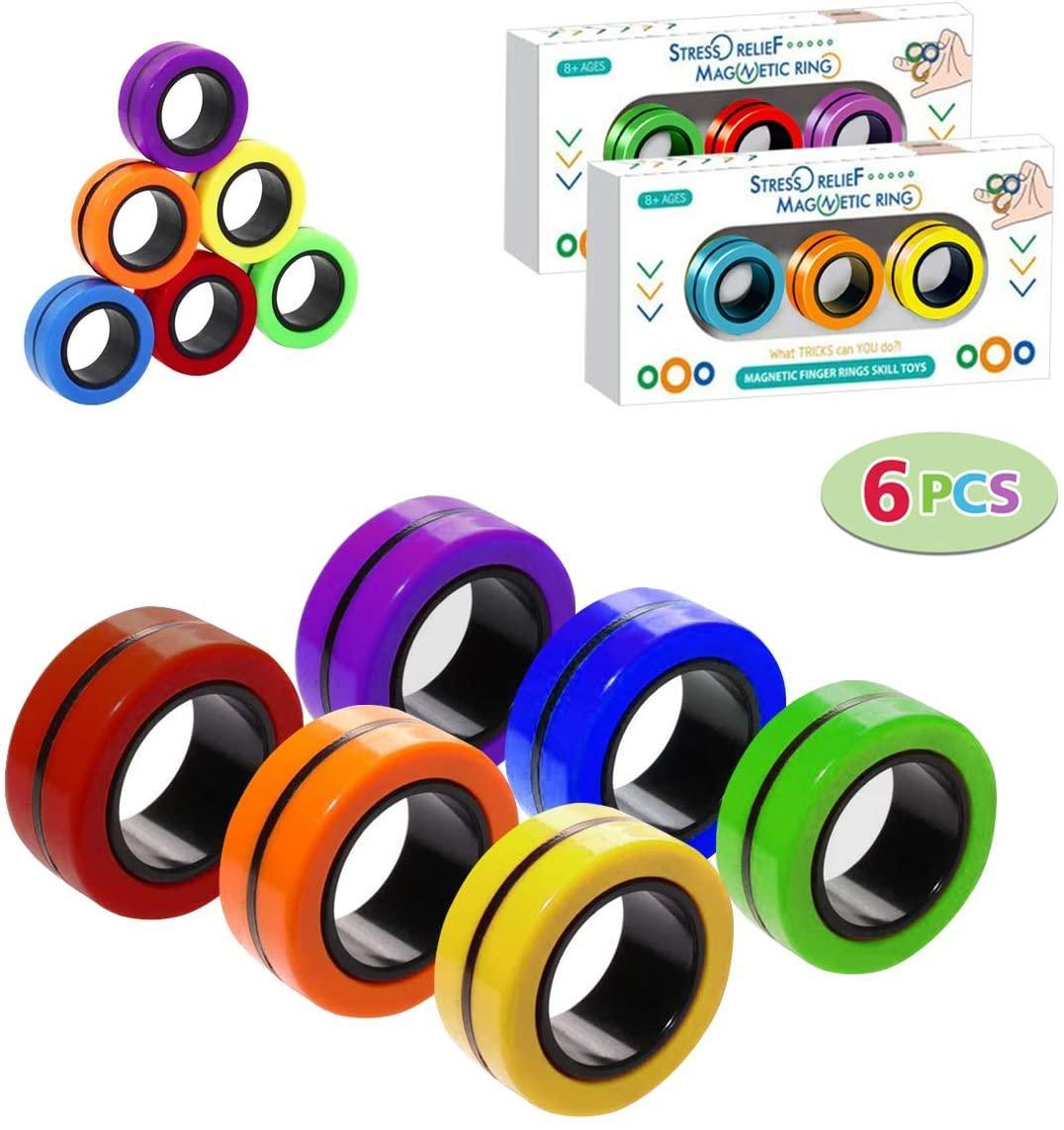

DHL Finger Magnetic Rings Kids Decompression Fingertip Toys Magic Ring Props Tool for Autism ADHD Anxiety Relief Focus