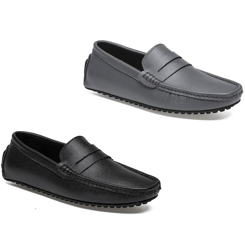 

2021 leather doudou men's casual driving shoes soft sole fashion black navy white blue silver yellow grey footwear all-match lazy cross-border -46 seven