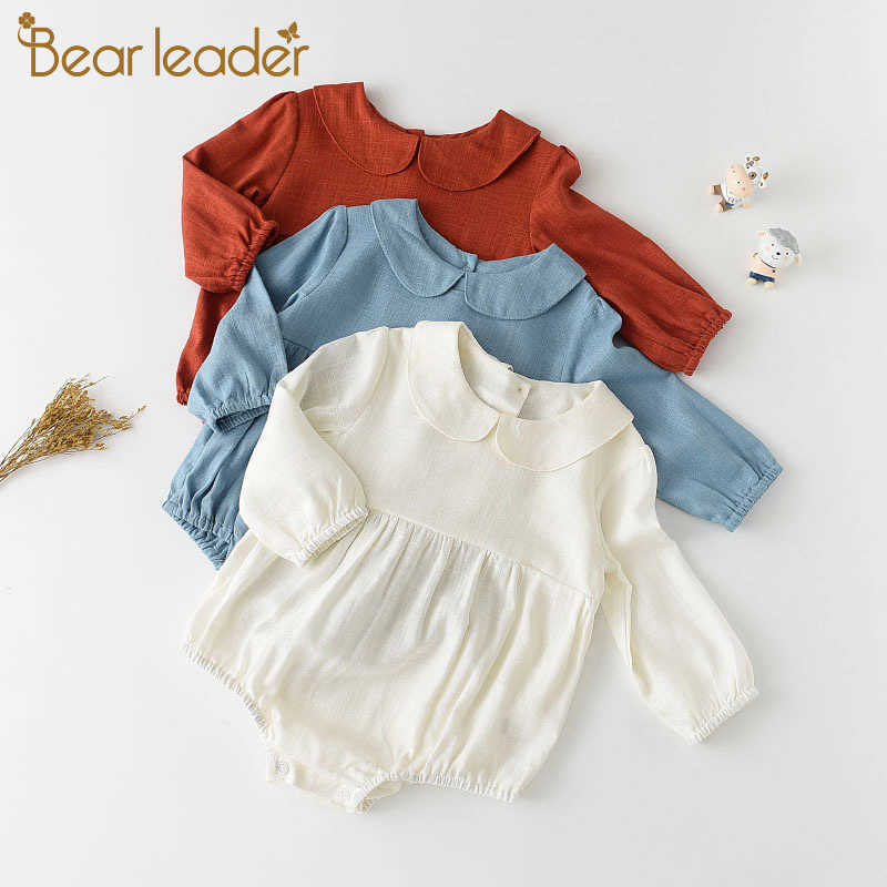 

Bear Leader Toddler Baby Rompers Spring Cute Baby Solid Rompers born Boys Girls Clothes Casual Infant Christmas Outfits 210708, Ah4314 white