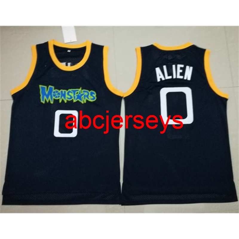 

#0 Alien Monstars Dark Blue Basketball Jersey Embroidery Stitched, Black