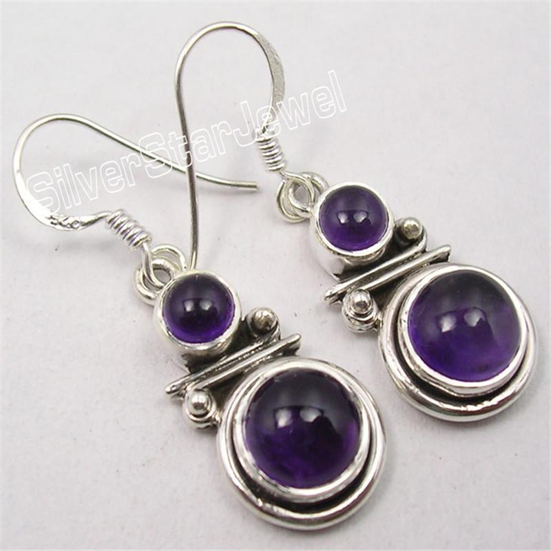 

Dangle & Chandelier Silver AMETHYSTS TRADITIONAL Earrings 3.8CM