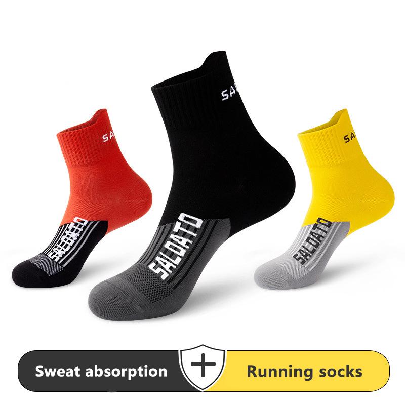 

Cycling Outdoor Sports Socks Men's In The Tube Sweat-Absorbent High-Top Basketball And Running Cotton Ciclismo, Black