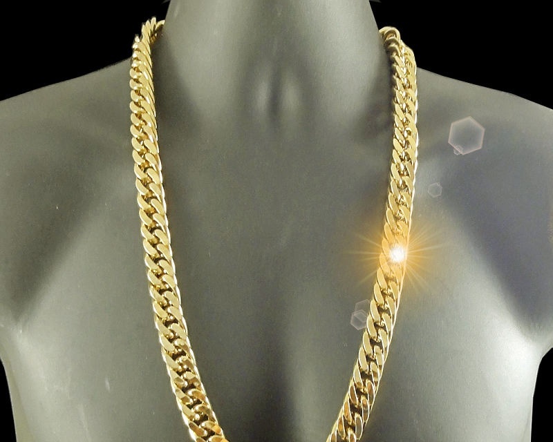 

18 k Yellow G/F Gold Chain Solid Heavy 10Mm Xl Miami Cuban Curn Link Necklace