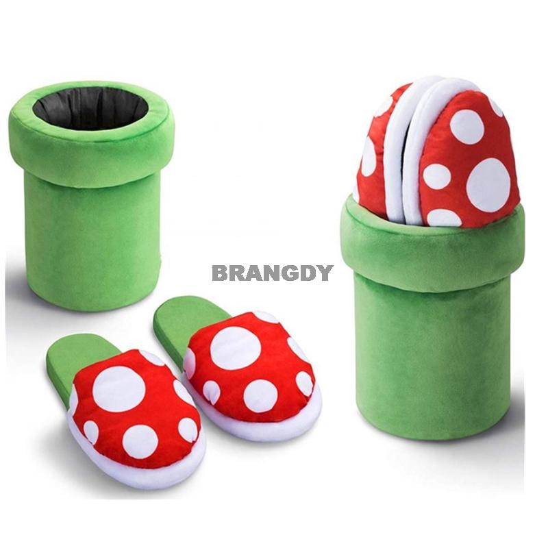 

Super Cotton Slippers Piranha Decoration Flower Cosplay Shoes Autumn&Winter Plush Slipper Christmas Gift Wholesale, Black