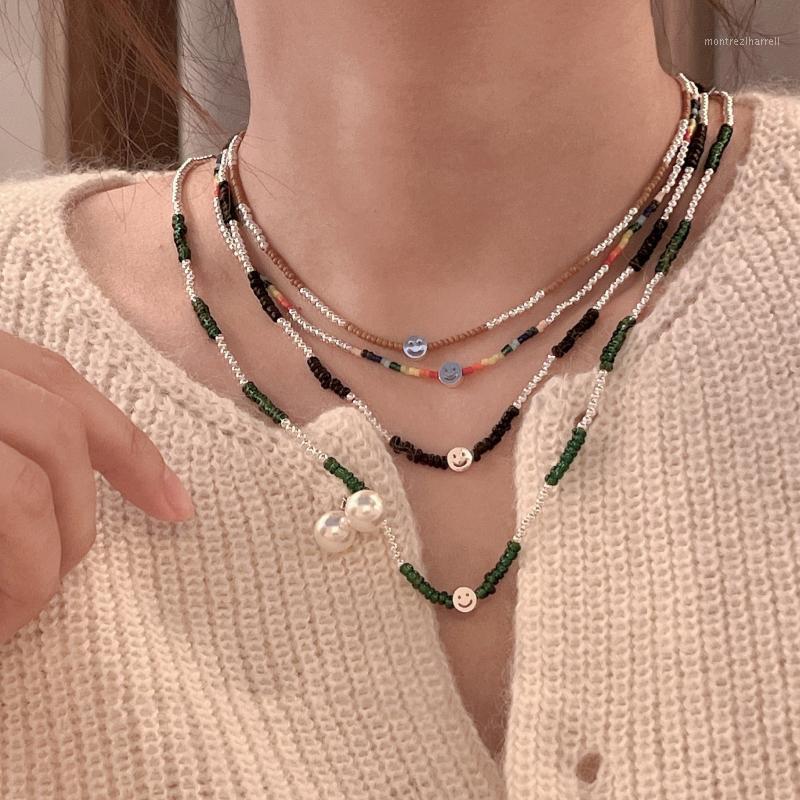 

Chains Korean Retro Fashion Colorful Imitation Pearl Beaded Acrylic Necklace For Women Girls Jewelry Accessories