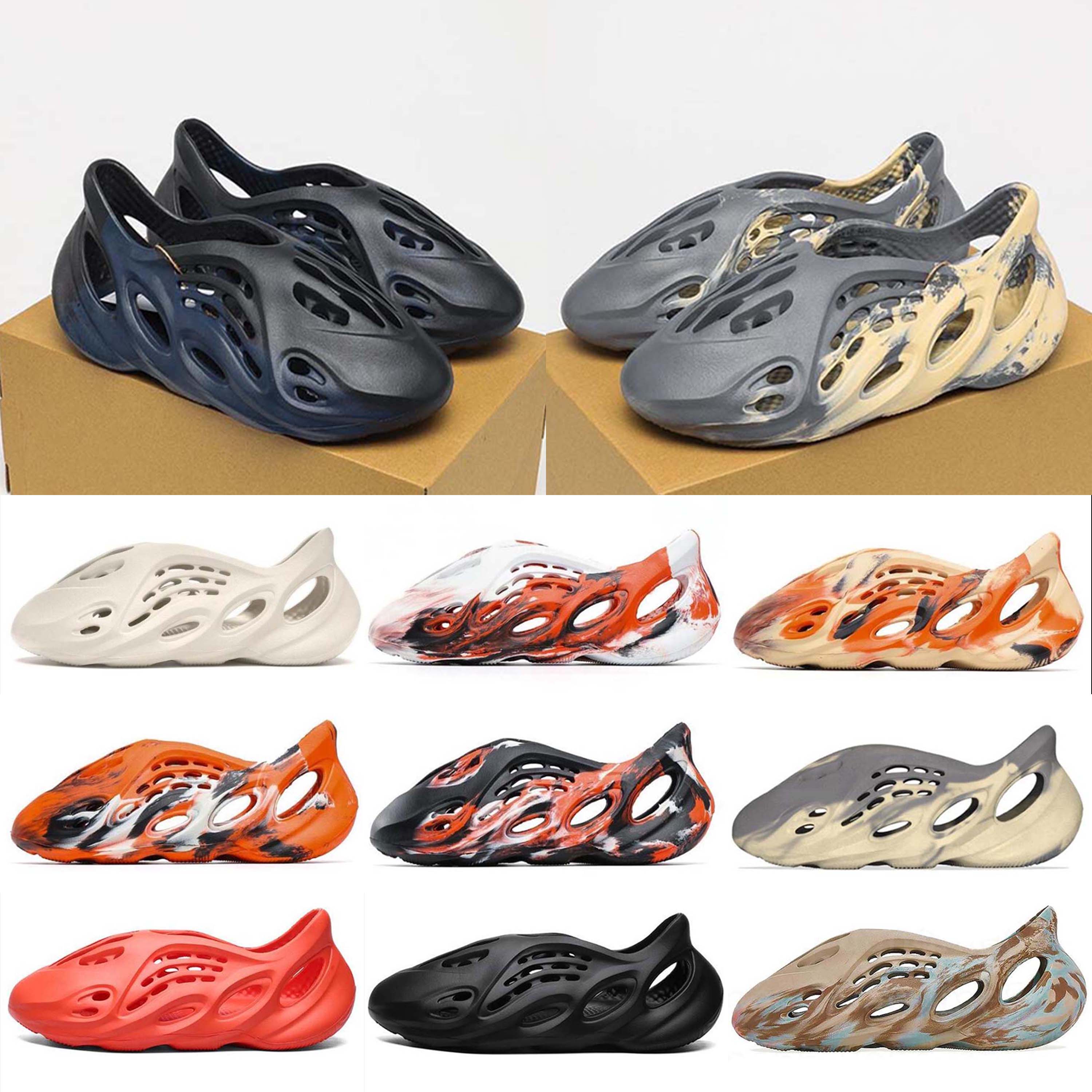 

2022 Foam Runner Slipper MXT Moon Gray MX Cream Clay Men Women Slippers Shoes Ochre Vermillion Mineral Blue Triple Black Slides Designer Sandals 36-45, #34