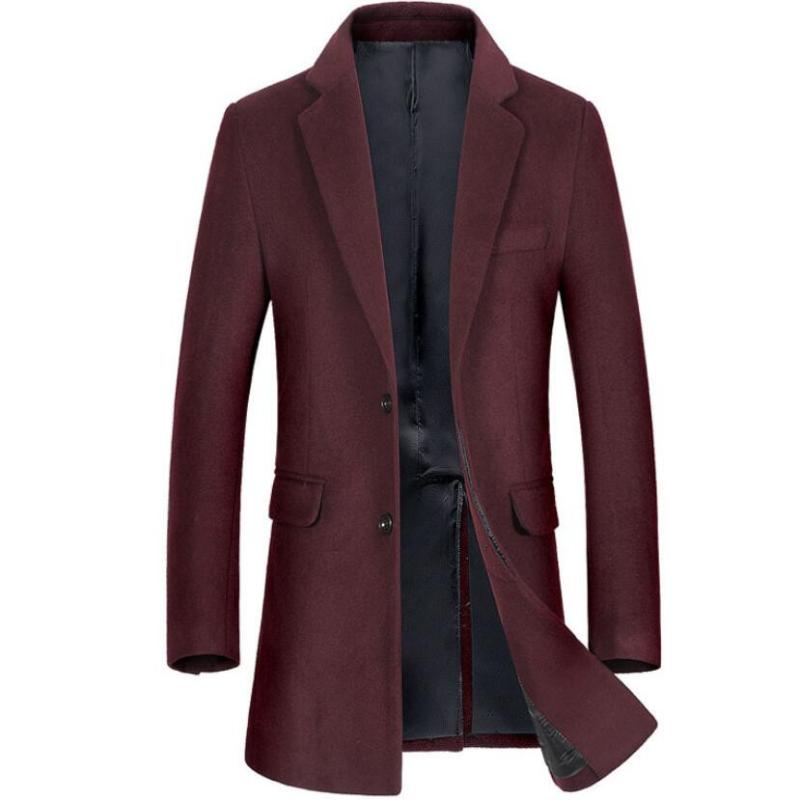 

Men's Jackets Winter Trench Coat Men Brand 'S Long Wool Single Breasted Pea Windbreaker Overcoat, Black