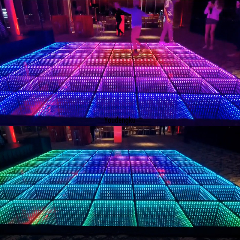 27 pieces RGB Led Dance Floor Wedding Club stage 3D magnet Mirror led Dance Floor light with power supply and controller-image-745087227