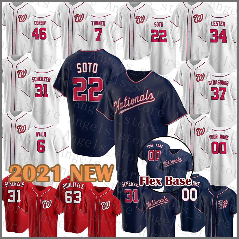 

Washington Baseball Jersey Nationals Custom 22 Juan Soto Flex Base 31 Max Scherzer 7 Trea Turner 6 Anthony Rendon 37 Stephen Strasburg, Blue;black
