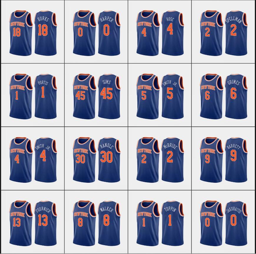 

Nba's Basketball Jersey New York's Knicks's Men R.J. Barrett Julius Randle Derrick Rose Kemba Walker Evan Fournier Quentin Gr, Black