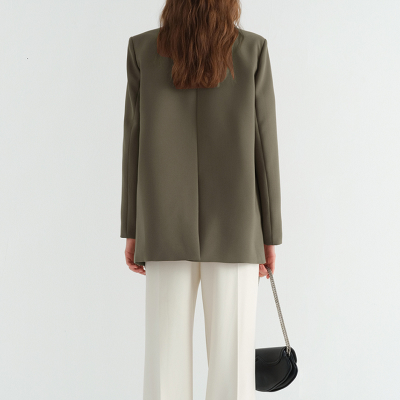 

Women's Suits & Blazers Shengpalae fashion solid female blazer autumn grooved loose single breasted double flap long sleeve jacket MB27, 1# shoe box