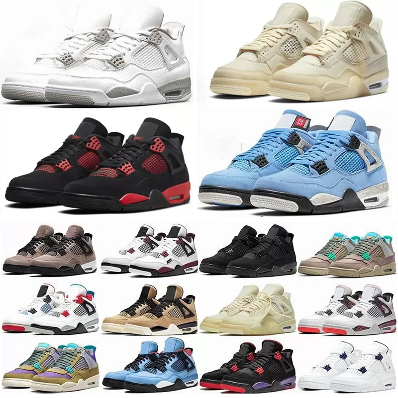 

Jumpman 4 High OG 4s Mens Basketball Shoes Shimmer Sail University Blue The Wild Things Guava Noir Black Cat Fire Red Diy Men Sports Trainers Size 40-46, Brown