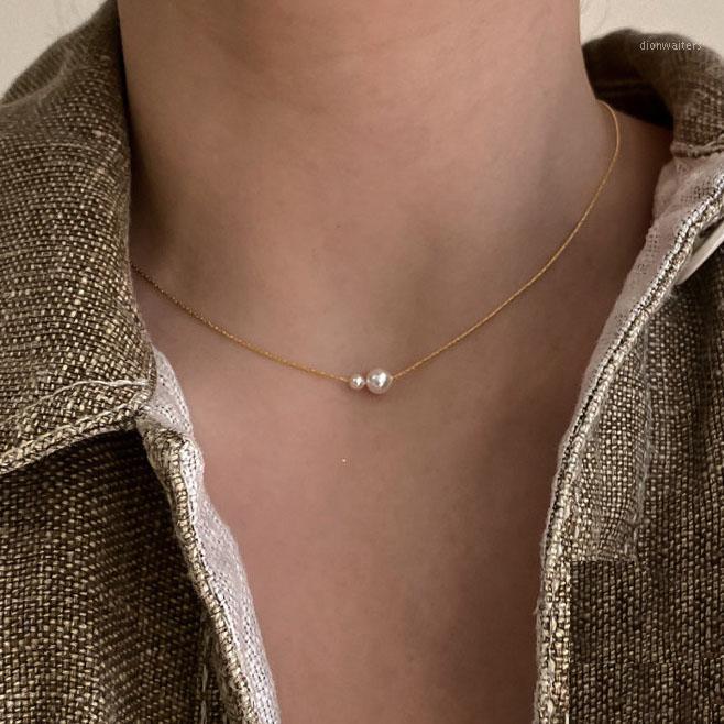 

Trend 2021 Korean Fashion Sweet Elegant Gold Small Chain Pearl Beads Necklace For Women Teens Neck Jewelry Chains