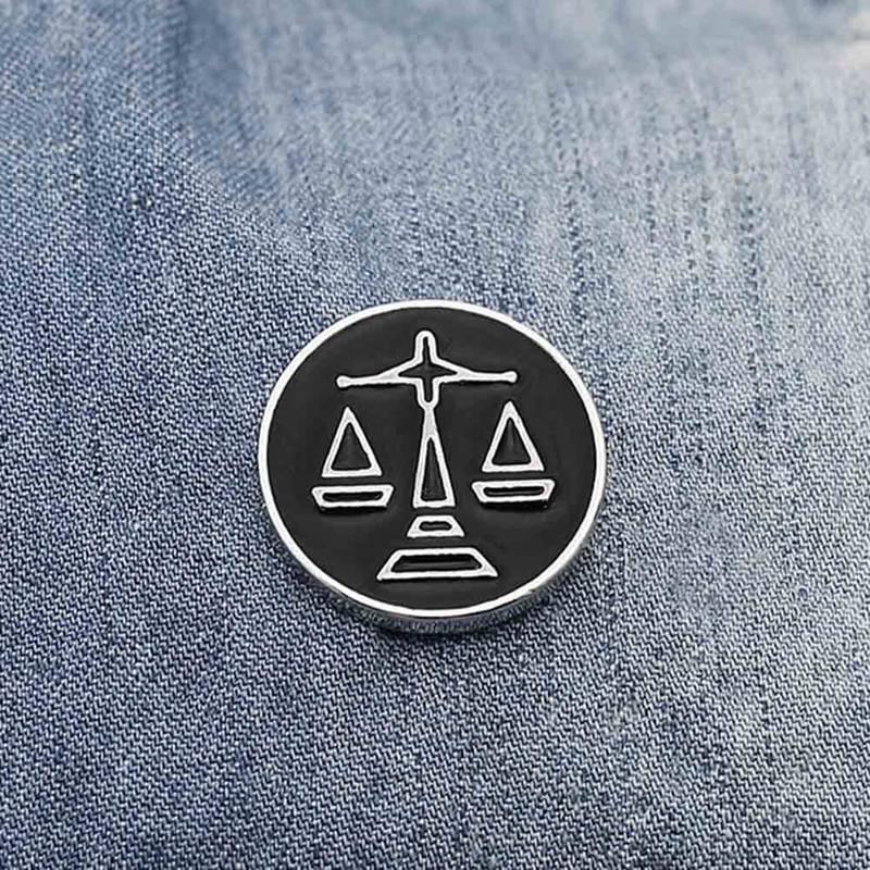 

Pins, Brooches Libra Scales For Men Round Balance Badges Suit Brooch Pins Collar Decorated Shirt Accessories Brand Jewelry