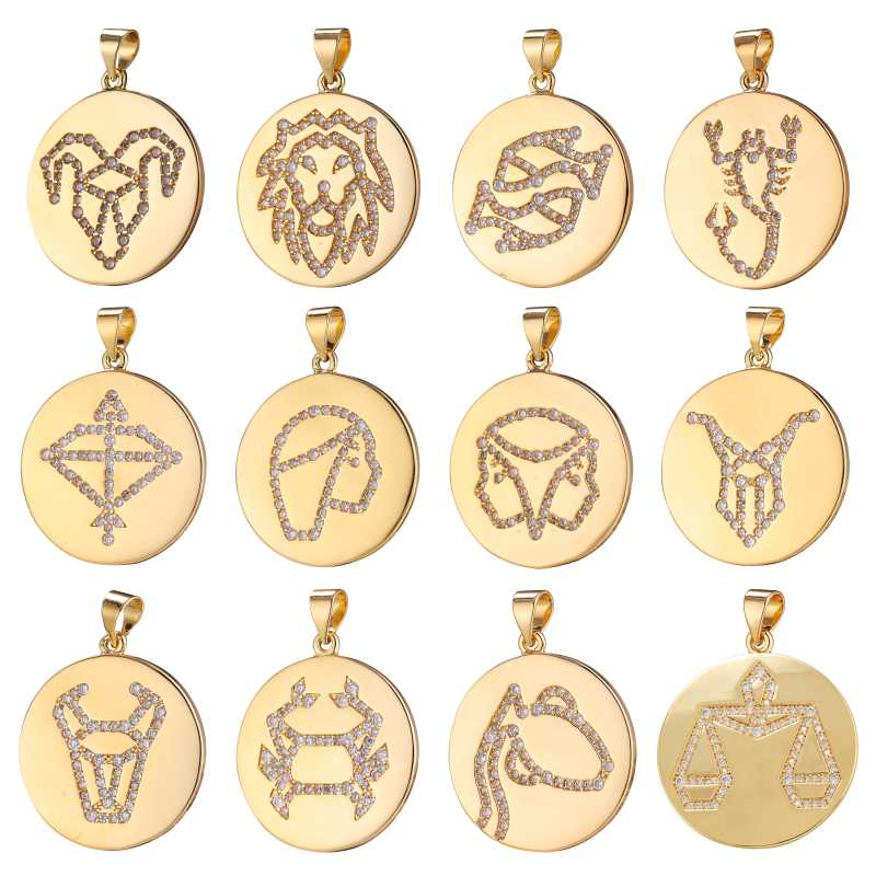 

Charms DIY Constellation Pendant 12 Zodiac Pendants For Women Handmade Jewelry Accessories Making, Bronze;silver