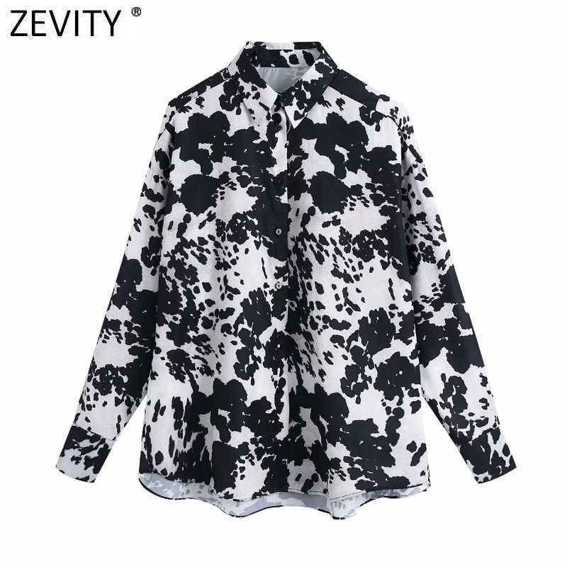 

Zevity Women Vintage Animal Pattern Print Smock Blouse Office Ladies Casual Shirts Chic Business Kimono Blusas Tops LS7715 210603, As pic ls7715bb
