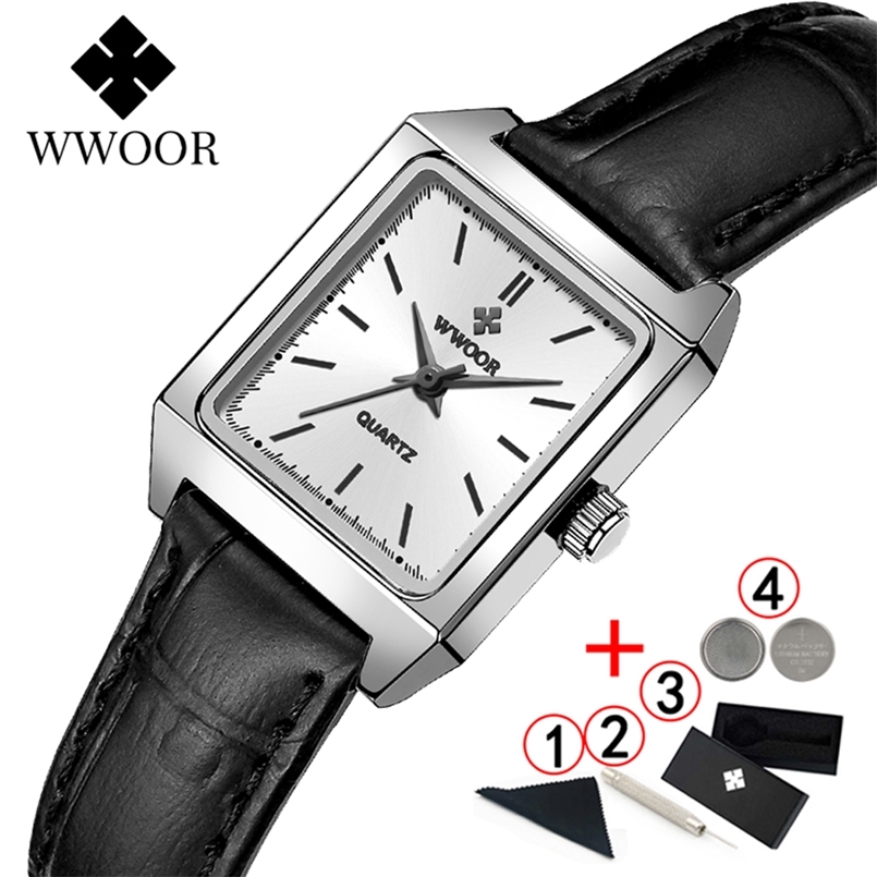 

Business Watch Women Luxury Brand Square Dress Small Dial Ladies Wrist Watches Leather Female Clock Reloj Mujer 210707, L-silver-black