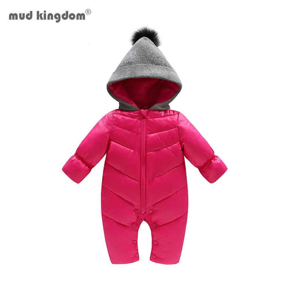 

Mudkingdom Born Baby Boys Girls Rompers Winter Long Sleeve Knit Hooded Solid Warm Infant Jumpsuit Clothes Outerwear 210615, Knit hood rose red