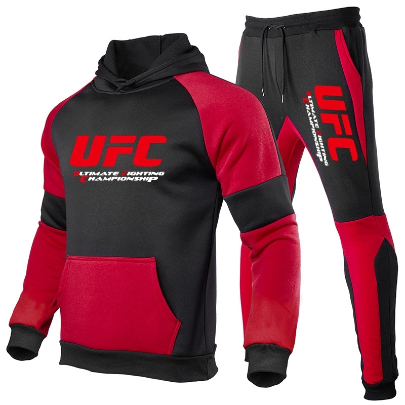 

Casual MMA fighting sports UFC Pullover autumn and Winter Fleece Hoodie men's suit, Black