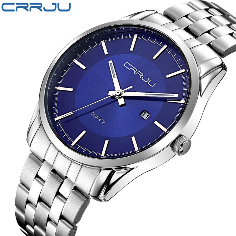 

Wristwatches Reloj Hombre 2021 CRRJU Mens Watches Top Wrist Watch Men Quartz Auto Date Waterproof Clock Orologio Uomo, Blue